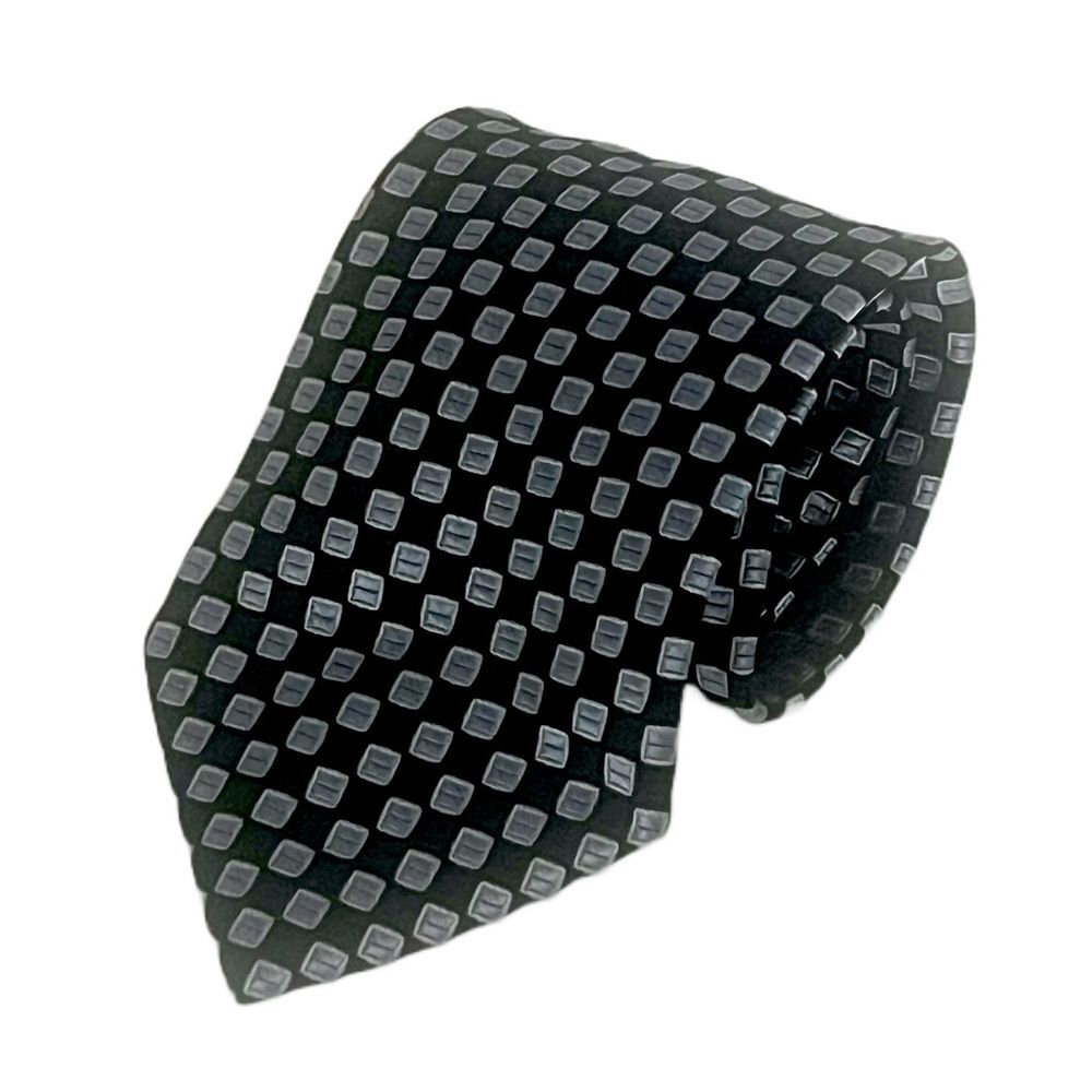 Tommy Hilfiger 100% Silk Embroidered Designer Tie Blue Geometric Preppy Necktie - Picture 3 of 7